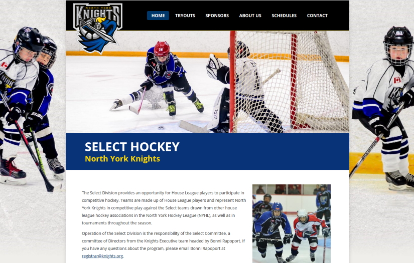 Knights Hockey Website Design screenshot 1